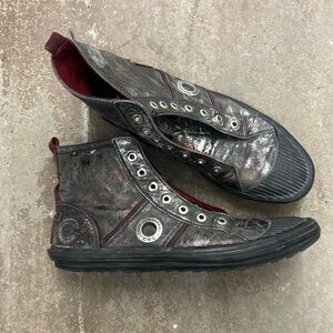 Costume national Men's Black and Red High-Top Sneakers